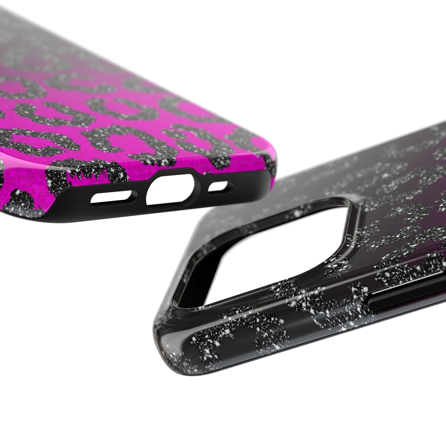 Pink and Black Ombre Leopard Design Phone Case- Lightweight, Impact Resistant Cover for iPhone 6, 6s, 12, 13, 14, 15