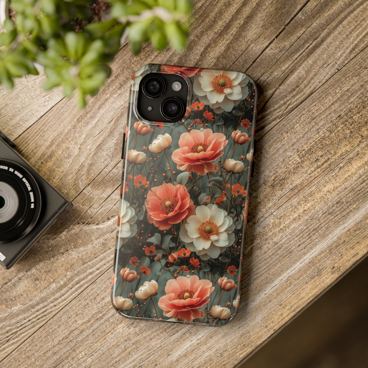 Elegant Peach Flowers Protective Cover, Botanical Garden design Tough Phone Case compatible with a large variety of iphone models