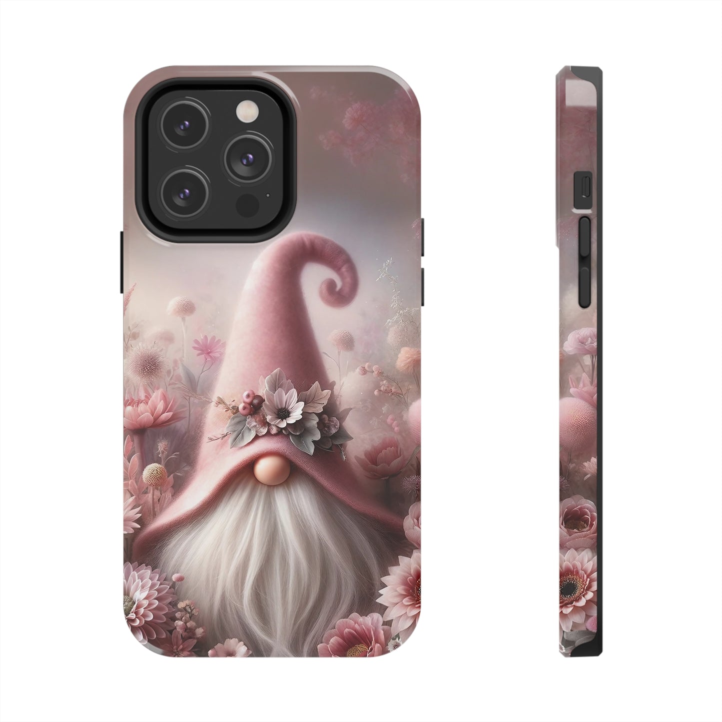 Pink Floral Fantasy Gnome Design Phone Case- Lightweight, Impact Resistant Cover for iPhone 6, 6s, 12, 13, 14, 15