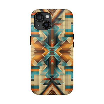 Beautiful Blue and Cream Native American Pattern Design Tough Phone Case compatible with a large variety of iPhone models, Gift, Phone Case