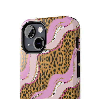 Cheetah Waves with Pink and Gold Design Phone Case- Lightweight, Impact Resistant Cover for iPhone 6, 6s, 12, 13, 14, 15