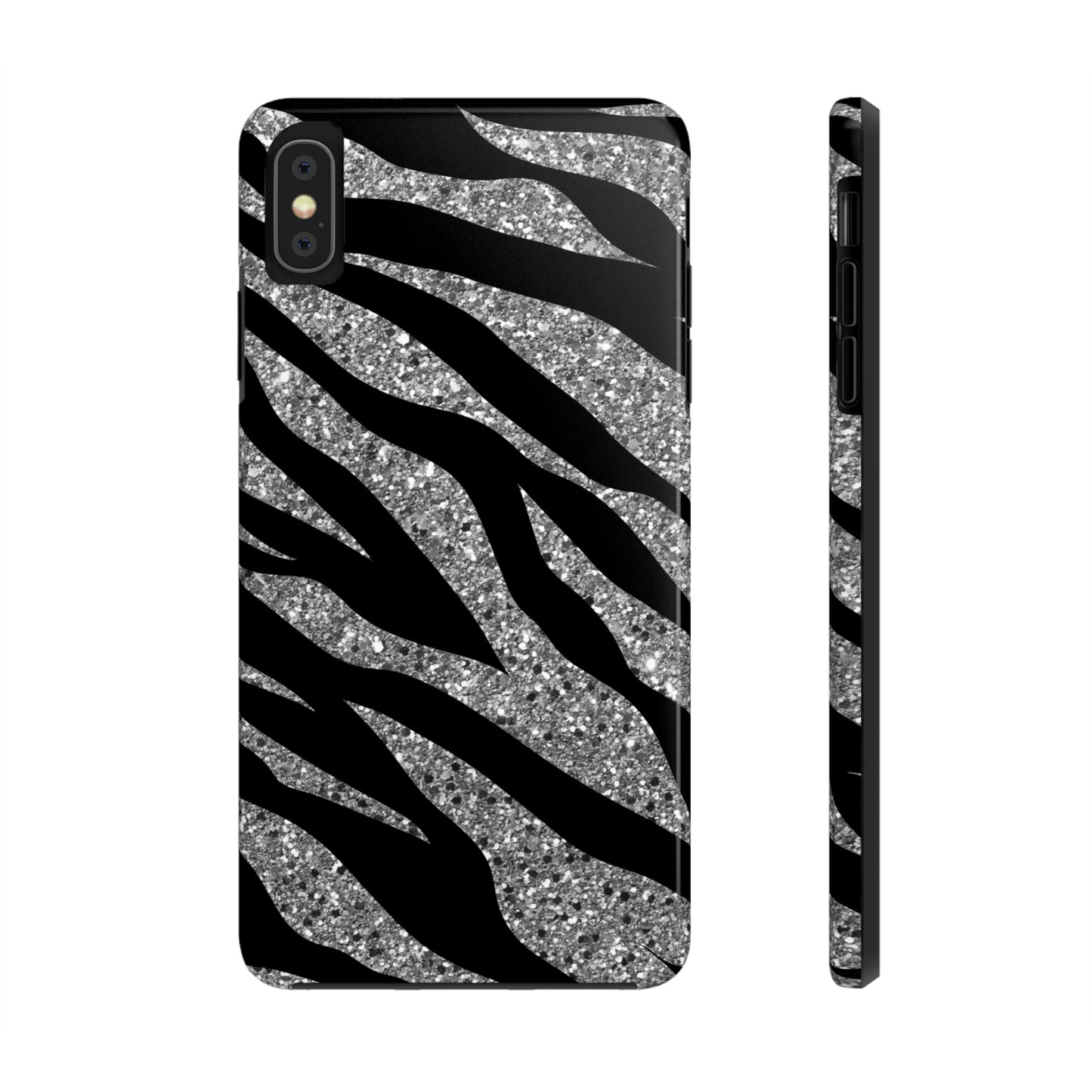 Silver and Black Zebra Print Design  Phone Case- Lightweight, Impact Resistant Cover for iPhone 6, 6s, 12, 13, 14, 15