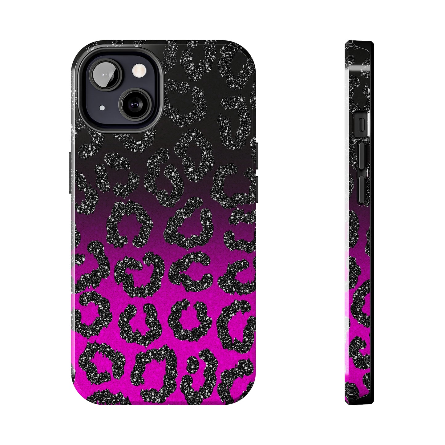 Pink and Black Ombre Leopard Design Phone Case- Lightweight, Impact Resistant Cover for iPhone 6, 6s, 12, 13, 14, 15