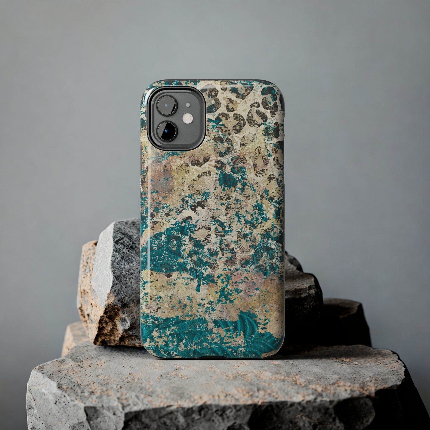 Western Turquoise and Cheetah Design Tough Phone Case compatible with a large variety of phone models, Gift, Phone Case