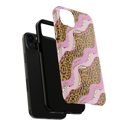 Cheetah Waves with Pink and Gold Design Phone Case- Lightweight, Impact Resistant Cover for iPhone 6, 6s, 12, 13, 14, 15