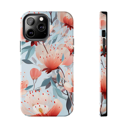 Red Flowers Digital print Design Tough Phone Case compatible with a large variety of iPhone models, Gift, Phone Case