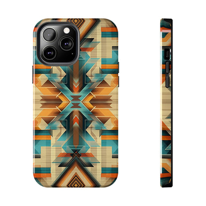 Beautiful Blue and Cream Native American Pattern Design Tough Phone Case compatible with a large variety of iPhone models, Gift, Phone Case