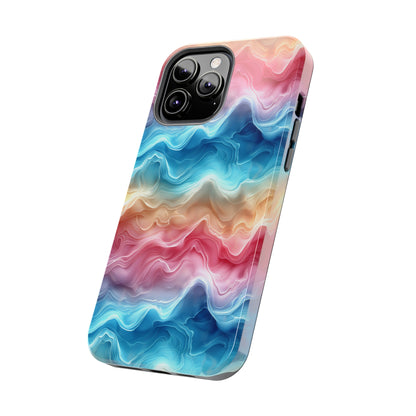 3D pastel waves pattern iPhone Case, Aesthetic Phone Cover, Artsy 3D Design, Protective Phone Cover compatible with a large variety of iPhone models, Phone Case, Gift