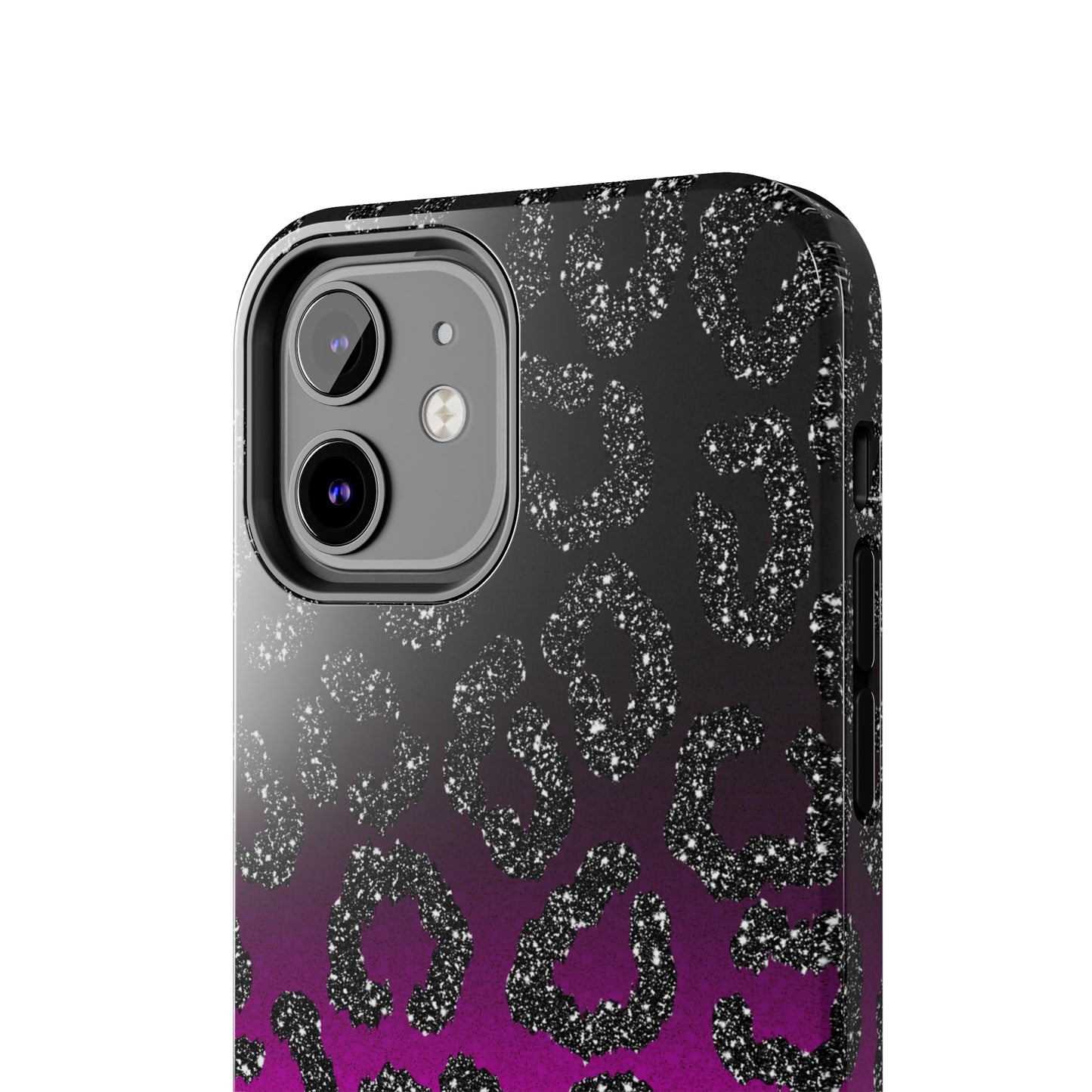 Pink and Black Ombre Leopard Design Phone Case- Lightweight, Impact Resistant Cover for iPhone 6, 6s, 12, 13, 14, 15