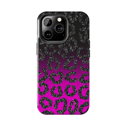 Pink and Black Ombre Leopard Design Phone Case- Lightweight, Impact Resistant Cover for iPhone 6, 6s, 12, 13, 14, 15