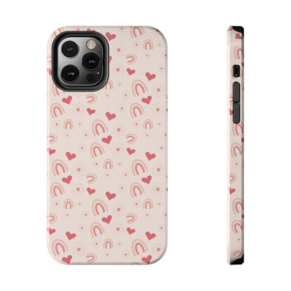 Pink Boho2 Rainbow print Design Tough Phone Case compatible with a large variety of iPhone models, Gift, Phone Case