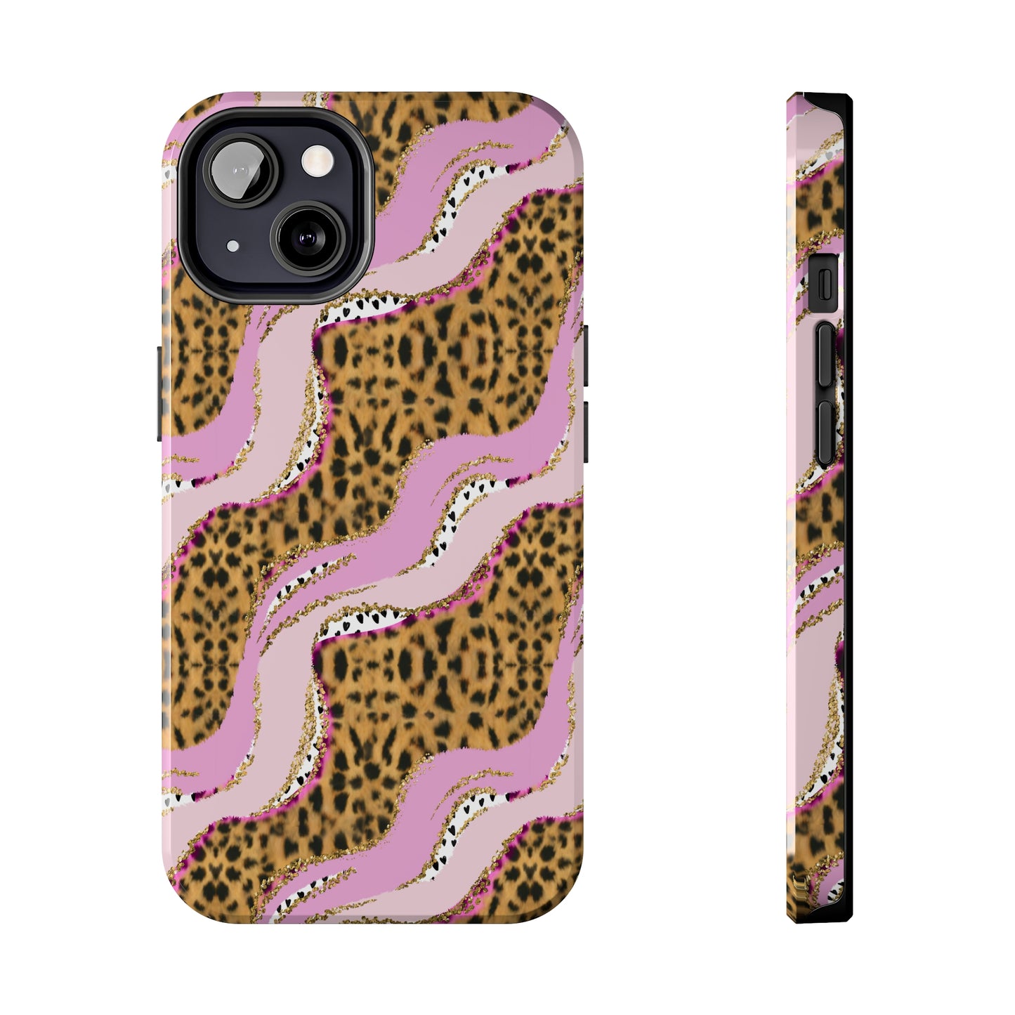 Cheetah Waves with Pink and Gold Design Phone Case- Lightweight, Impact Resistant Cover for iPhone 6, 6s, 12, 13, 14, 15