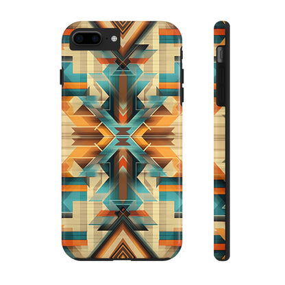 Beautiful Blue and Cream Native American Pattern Design Tough Phone Case compatible with a large variety of iPhone models, Gift, Phone Case