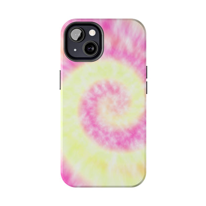 Pink and Yellow Tie Dye Design Phone Case- Lightweight, Impact Resistant Cover for iPhone 6, 6s, 12, 13, 14, 15