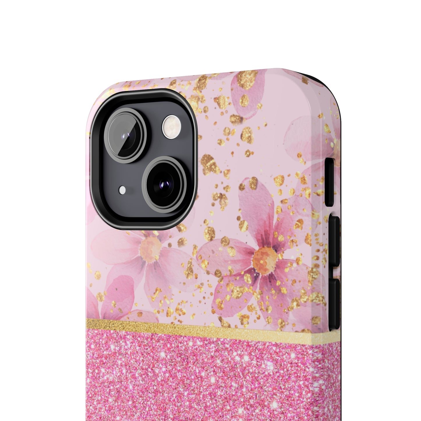 Pink Watercolor flowers and Polka Dot Design Phone Case- Lightweight, Impact Resistant Cover for iPhone 6, 6s, 12, 13, 14, 15