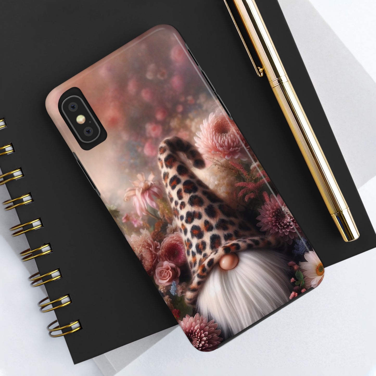 Leopard Print Fantasy Gnome Design Phone Case- Lightweight, Impact Resistant Cover for iPhone 6, 6s, 12, 13, 14, 15