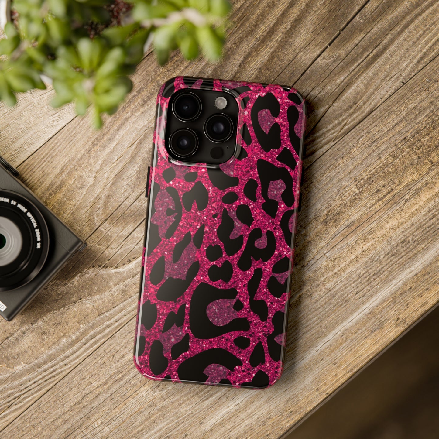 Pink and Black Leopard Design Phone Case- Lightweight, Impact Resistant Cover for iPhone 6, 6s, 12, 13, 14, 15