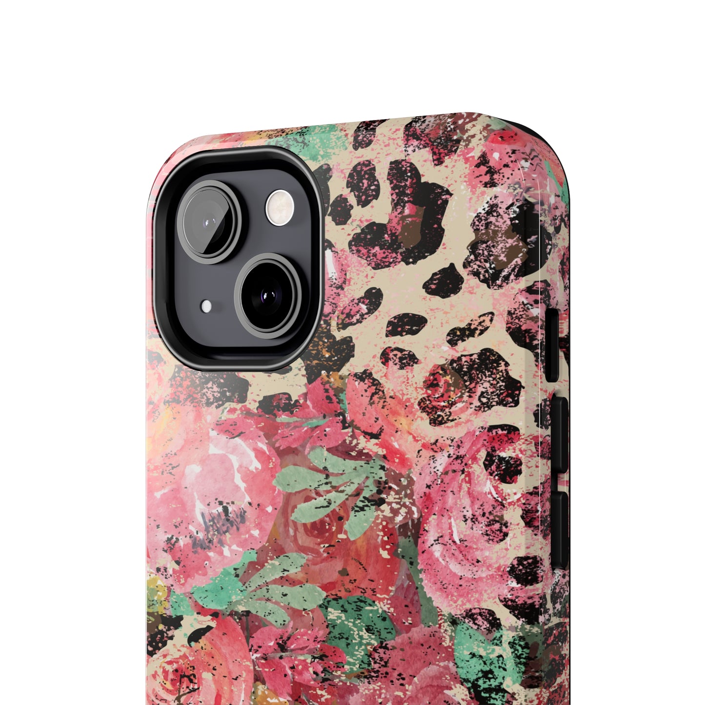 Western Leopard and Pink Roses Design Phone Case- Lightweight, Impact Resistant Cover for iPhone 6, 6s, 12, 13, 14, 15