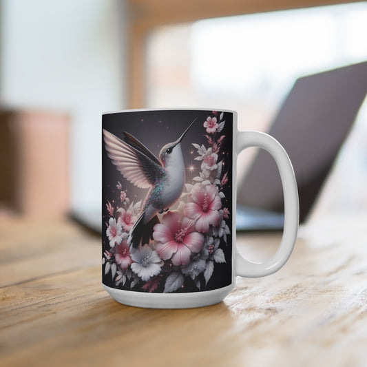 Hummingbird and Flowers Coffee Mug, Hummingbird Coffee Mug, Hummingbird Gift for Women, Nature Lover Gifts for Women, Unique Gift Idea, Mug 15oz