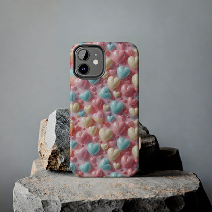 Valentine's Candy Hearts Pattern Design Tough Phone Case compatible with a large variety of iPhone models, Gift, Phone Case