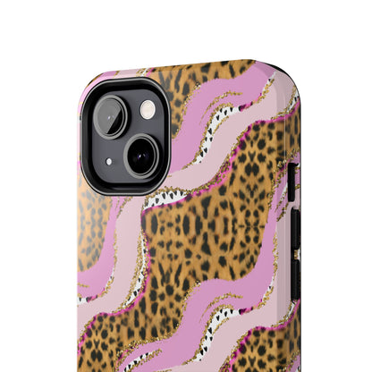 Cheetah Waves with Pink and Gold Design Phone Case- Lightweight, Impact Resistant Cover for iPhone 6, 6s, 12, 13, 14, 15