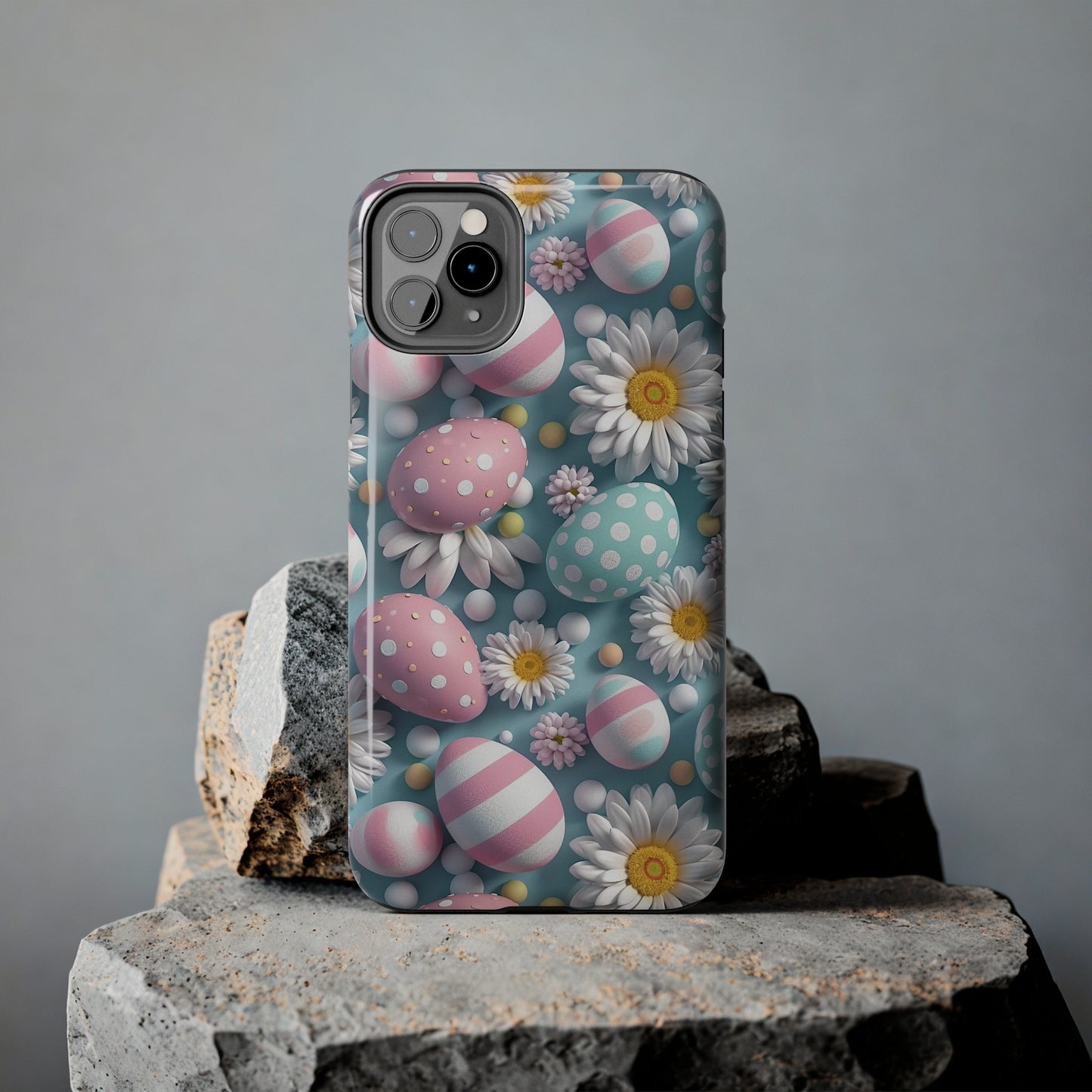 Easter Eggs and Daisies Digital print Design Tough Phone Case compatible with a large variety of iPhone models, Gift, Phone Case