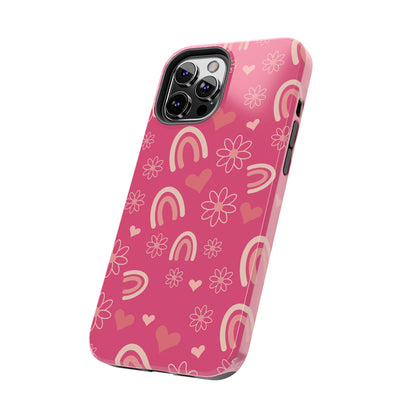 Dark Pink Boho Rainbow print Design Tough Phone Case compatible with a large variety of iPhone models, Gift, Phone Case