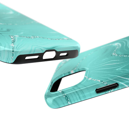 Marbled Turquoise Design Tough Phone Case compatible with a large variety of phone models, Gift, Phone Case