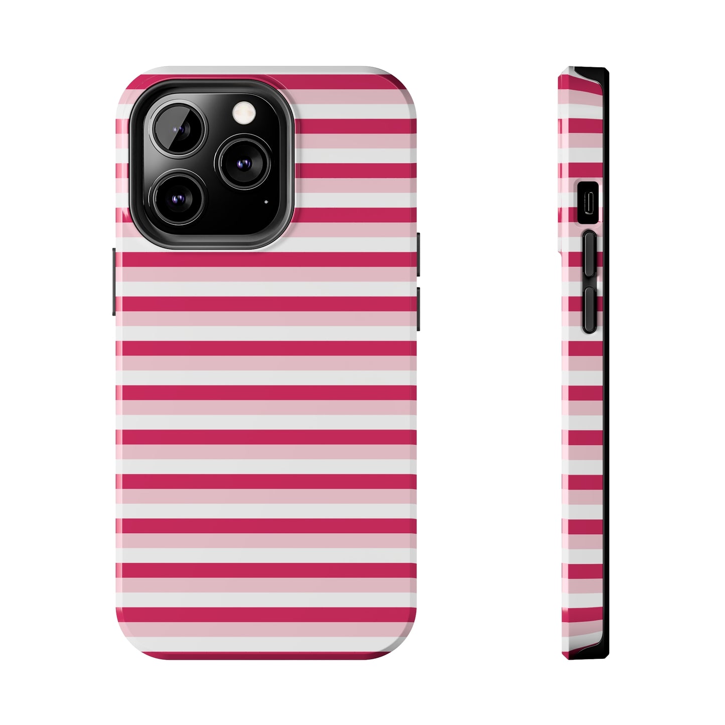 Pink and White Girly Stripe print Design Tough Phone Case compatible with a large variety of iPhone models, Gift, Phone Case