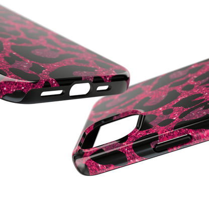 Pink and Black Leopard Design Phone Case- Lightweight, Impact Resistant Cover for iPhone 6, 6s, 12, 13, 14, 15