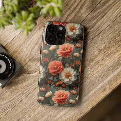 Elegant Peach Flowers Protective Cover, Botanical Garden design Tough Phone Case compatible with a large variety of iphone models