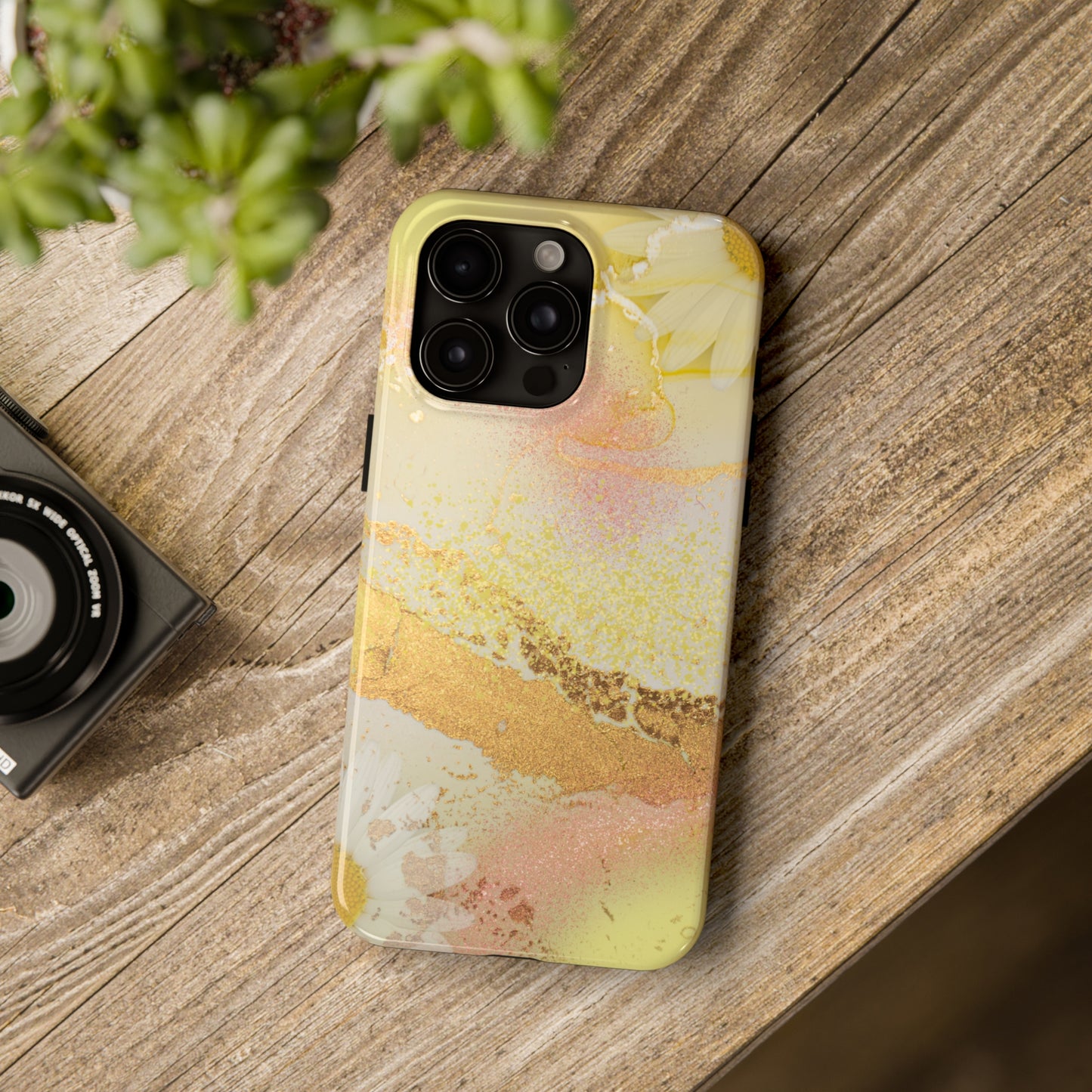 Yellow and Rose Gold Marble design Tough Phone Case compatible with a large variety of iPhone models, Gift, Phone