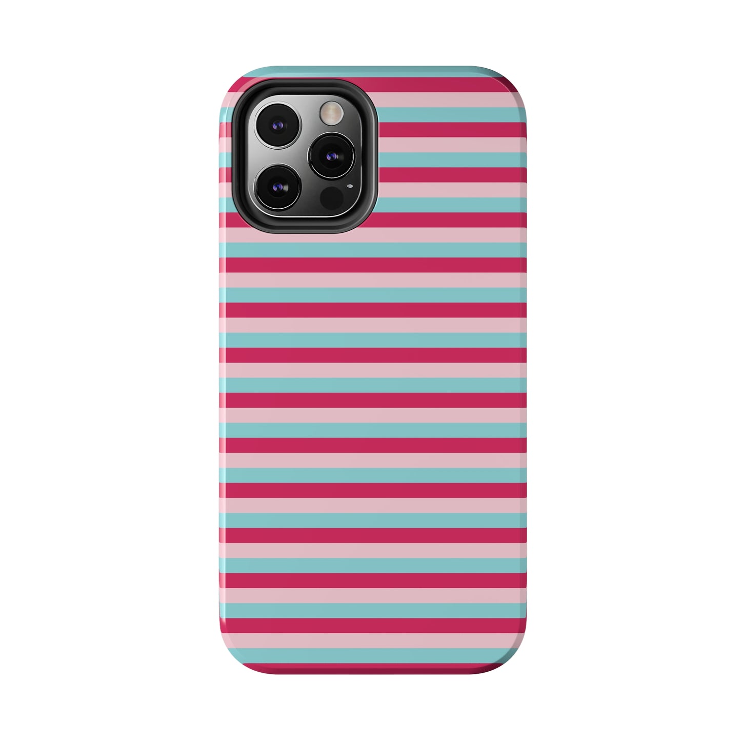 Pink and Blue Girly Stripe print Design Tough Phone Case compatible with a large variety of iPhone models, Gift, Phone Case