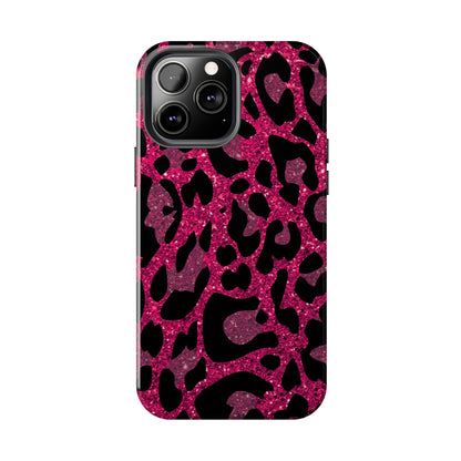 Pink and Black Leopard Design Phone Case- Lightweight, Impact Resistant Cover for iPhone 6, 6s, 12, 13, 14, 15