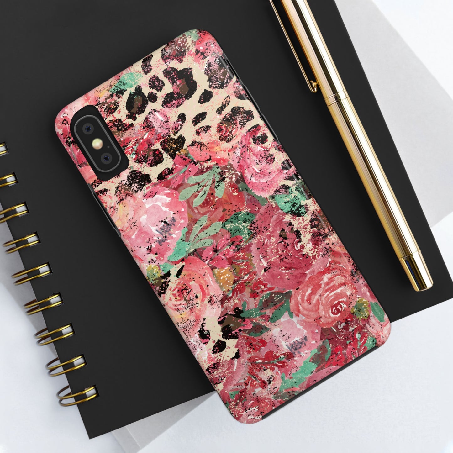 Western Leopard and Pink Roses Design Phone Case- Lightweight, Impact Resistant Cover for iPhone 6, 6s, 12, 13, 14, 15