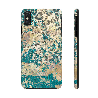 Western Turquoise and Cheetah Design Tough Phone Case compatible with a large variety of phone models, Gift, Phone Case