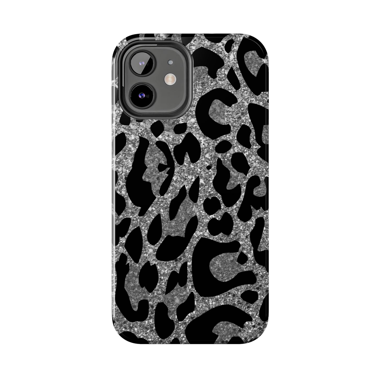 Silver and Black Leopard Design Phone Case- Lightweight, Impact Resistant Cover for iPhone 6, 6s, 12, 13, 14, 15