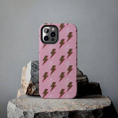 Cheetah Print Lightning Bolts Design Phone Case- Lightweight, Impact Resistant Cover for iPhone 6, 6s, 12, 13, 14, 15