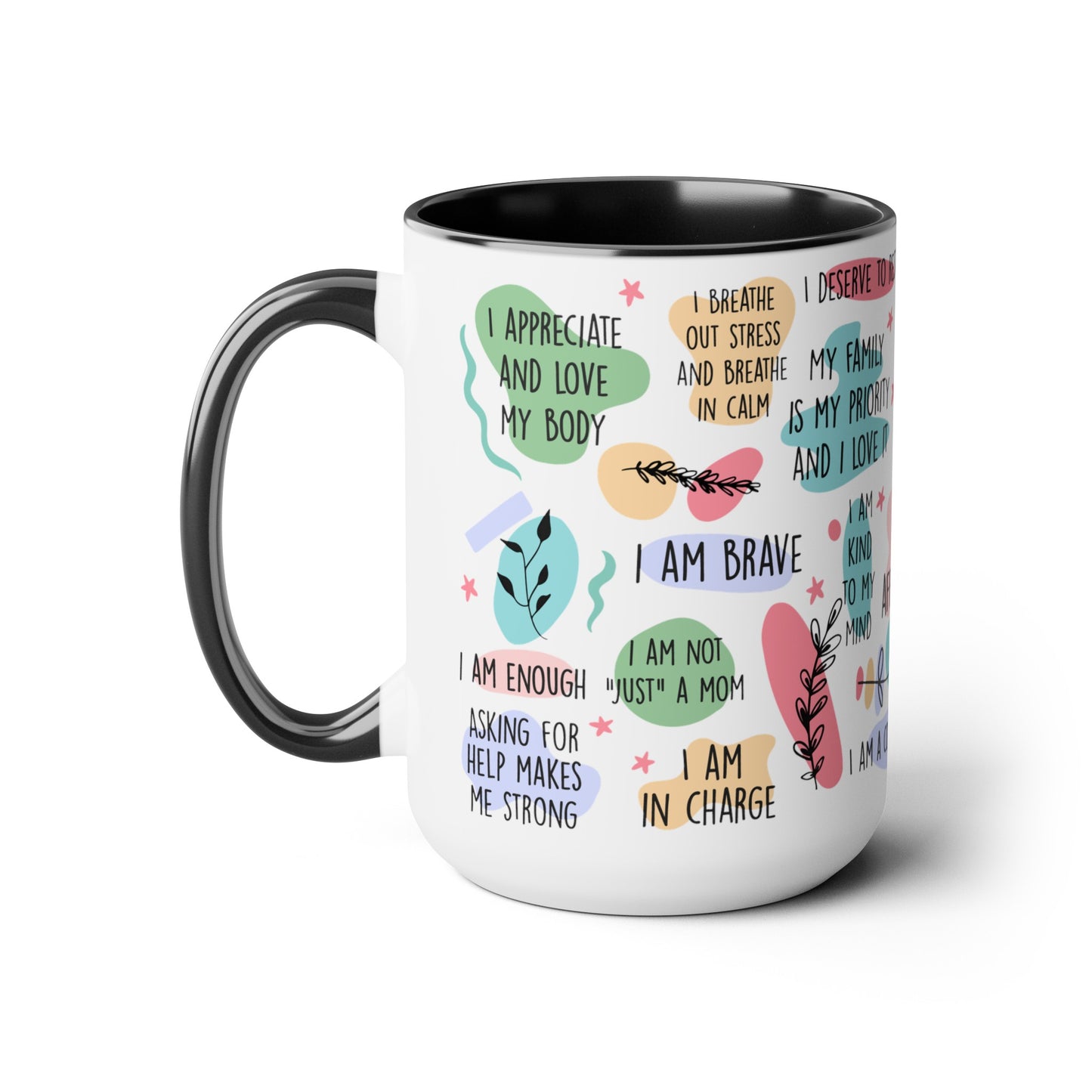 Mom Daily Affirmations Two-Tone Coffee Mug, 15oz
