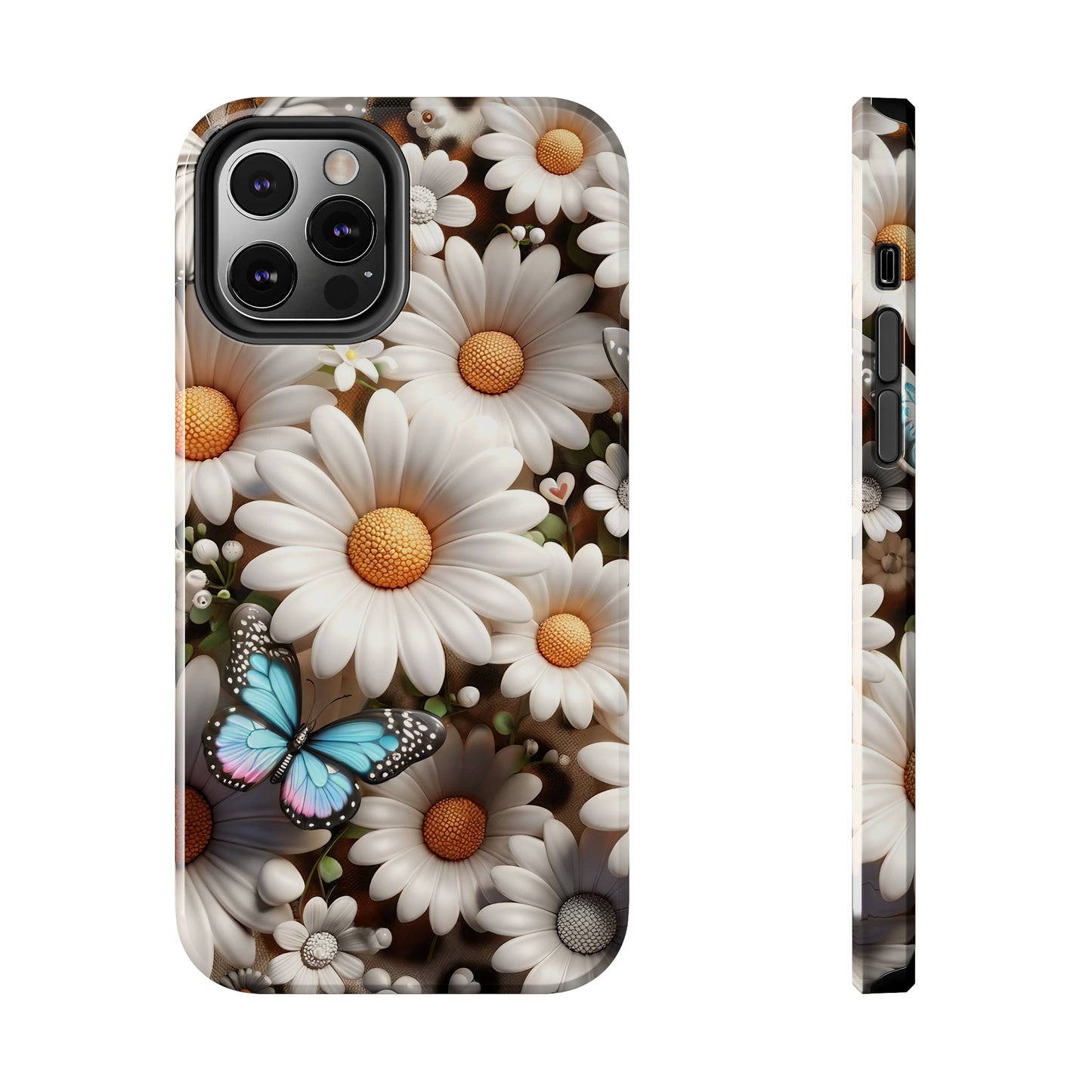 Butterflies, Leopard Print & Daisies Digital print Design Tough Phone Case compatible with a large variety of iPhone models,Gift, Phone Case