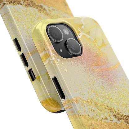 Yellow and Rose Gold Marble design Tough Phone Case compatible with a large variety of iPhone models, Gift, Phone