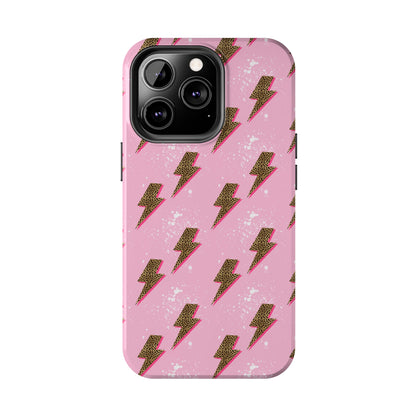 Cheetah Print Lightning Bolts Design Phone Case- Lightweight, Impact Resistant Cover for iPhone 6, 6s, 12, 13, 14, 15