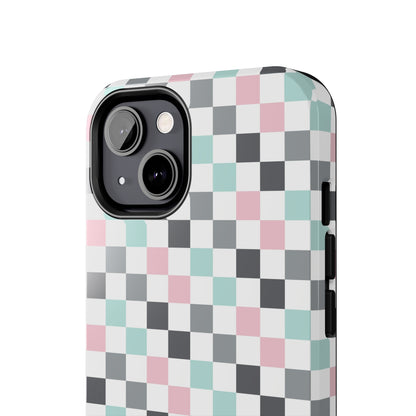 Multicolor Checkerboard print design Tough Phone Case compatible with a large variety of iphone models