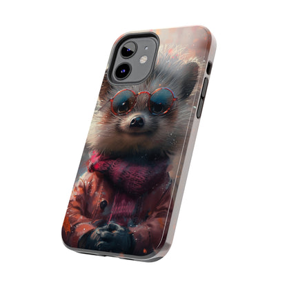 Hedgehog with Glasses and Scarf Design Phone Case- Lightweight, Impact Resistant Cover for iPhone 6, 6s, 12, 13, 14, 15