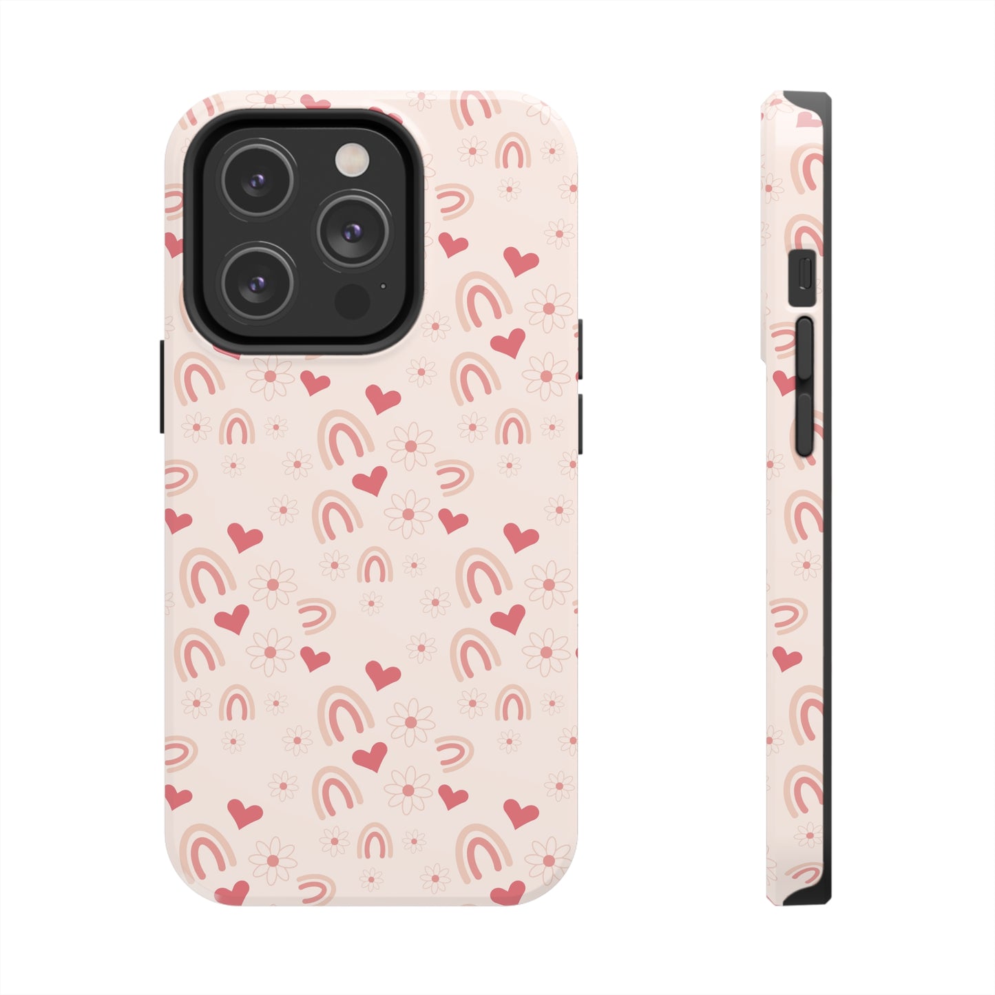 Pink Boho2 Rainbow print Design Tough Phone Case compatible with a large variety of iPhone models, Gift, Phone Case