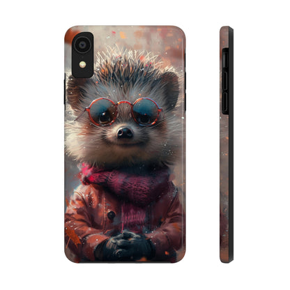 Hedgehog with Glasses and Scarf Design Phone Case- Lightweight, Impact Resistant Cover for iPhone 6, 6s, 12, 13, 14, 15