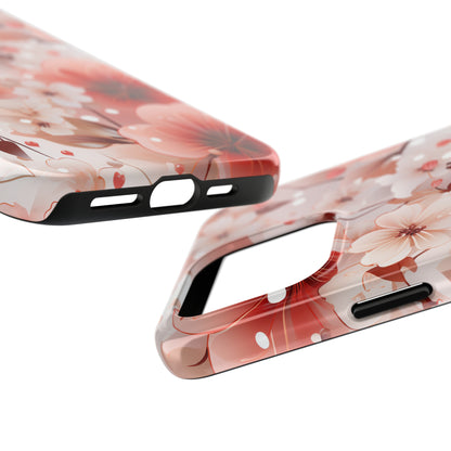 Pink Floral Pattern Design Tough Phone Case compatible with a large variety of iPhone models, Gift, Phone Case