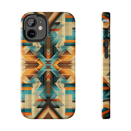 Beautiful Blue and Cream Native American Pattern Design Tough Phone Case compatible with a large variety of iPhone models, Gift, Phone Case