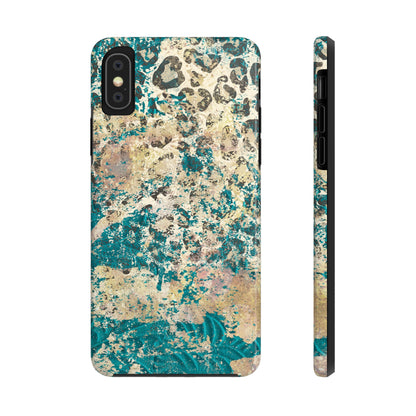 Western Turquoise and Cheetah Design Tough Phone Case compatible with a large variety of phone models, Gift, Phone Case