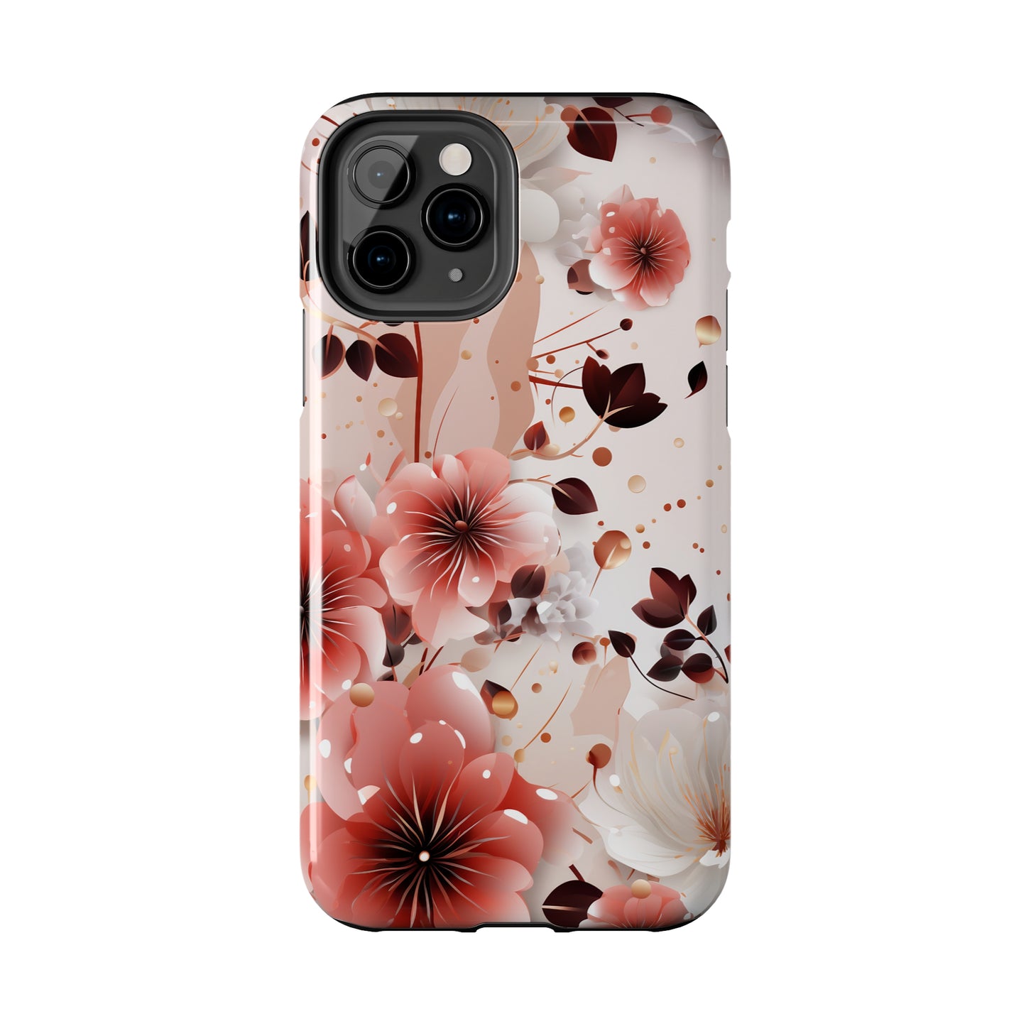 Pretty Pink & White Flowers Pattern Design Tough Phone Case compatible with a large variety of iPhone models, Gift, Phone Case